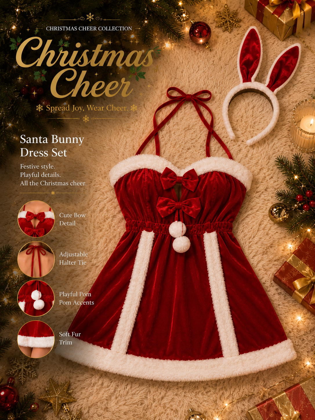Christmas Cheer - Santa Bunny Dress Set