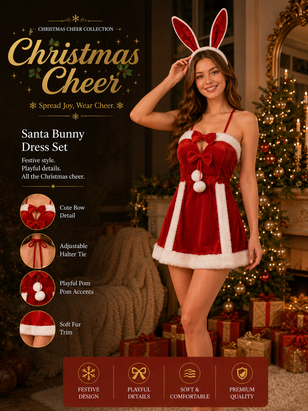 Christmas Cheer - Santa Bunny Dress Set