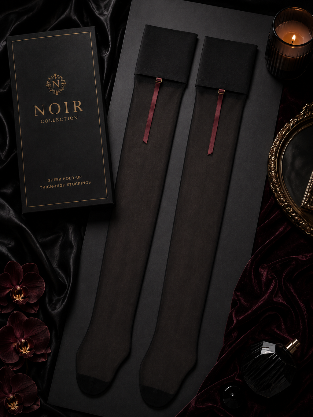 Noir - Sheer Hold-Up Thigh-High Stockings