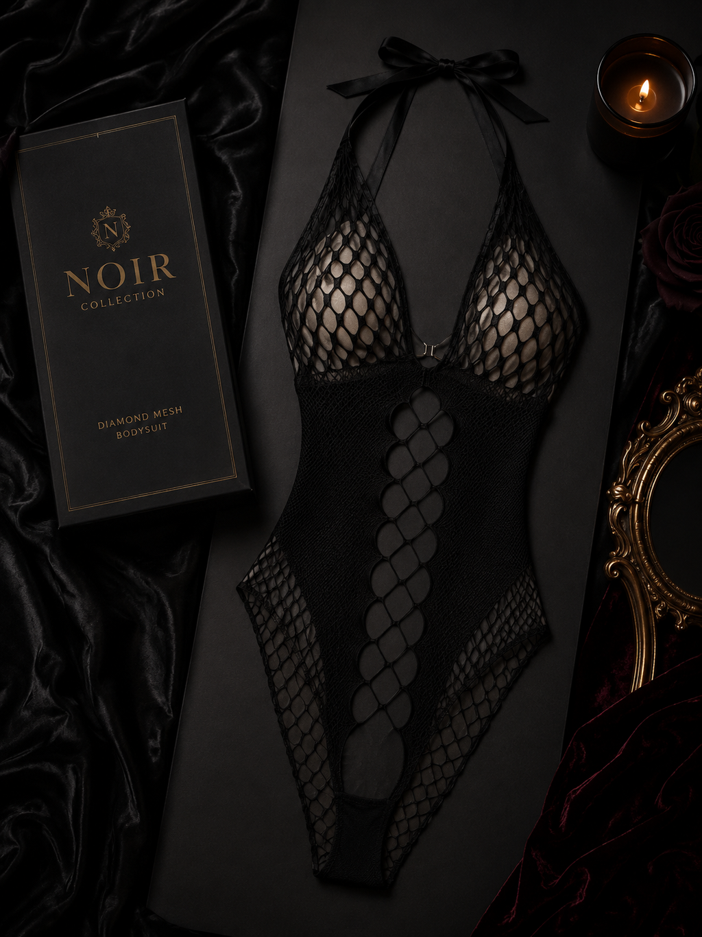 Noir - Diamond Mesh Bodysuit