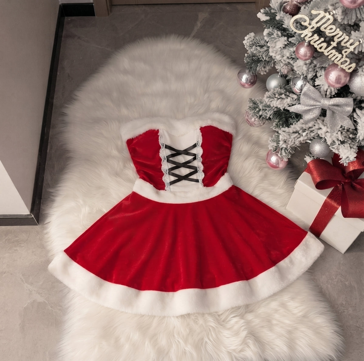 Christmas Cheer - Crimson Corset Dress