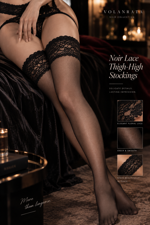 Noir - Lace Thigh-High Stockings