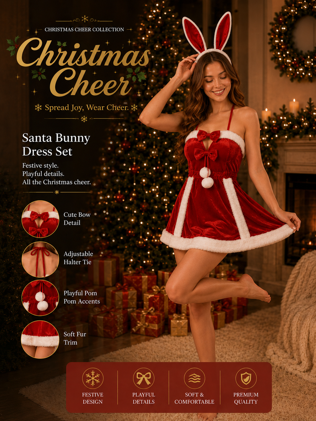 Christmas Cheer - Santa Bunny Dress Set